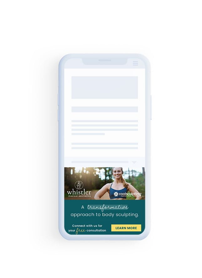 whistler medical aesthetic ad example preview on mobile